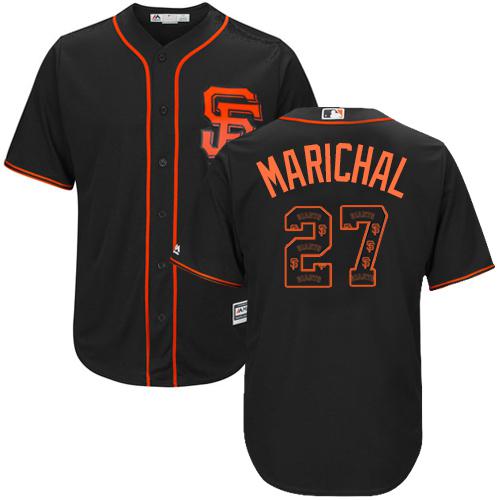Giants #27 Juan Marichal Black Team Logo Fashion Stitched MLB Jersey - Click Image to Close